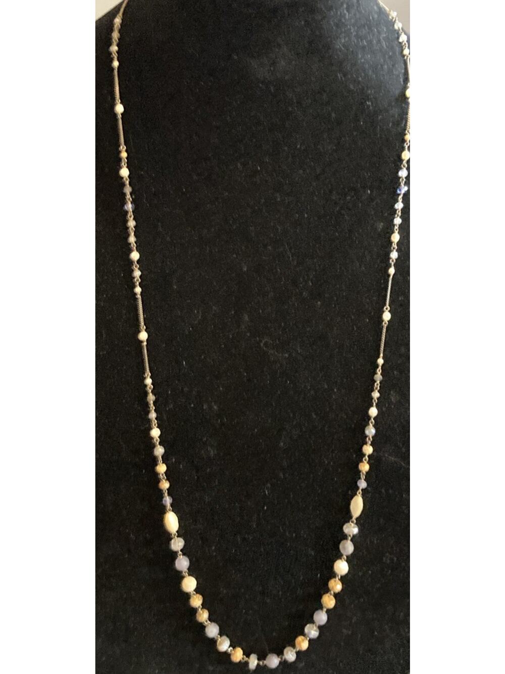 Chan Luu 17.5” Beaded Necklace Multi Stone Bronze Tone Boho Fashion Jewelry